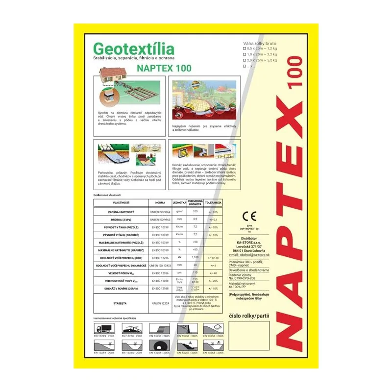 Geotextília NAPTEX PP 1,5m x  20m biely 30 m2 KALANDROVANÁ